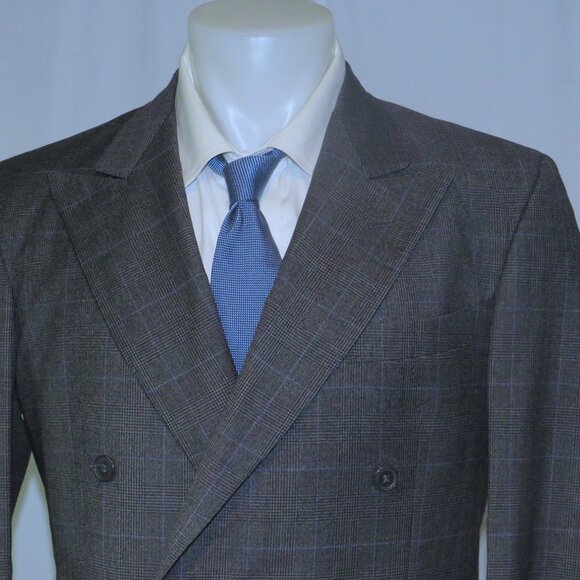 Hartwood Paris E. Thomas Vintage Gray Plaid Double Breasted Sport Coat US 40 - Picture 3 of 12